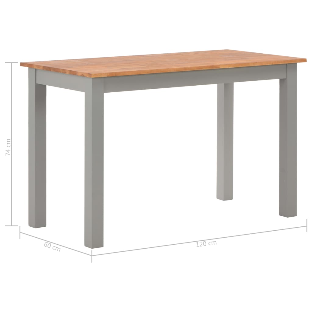 vidaXL Mesa de jantar 120x60x74 cm madeira de carvalho maciça