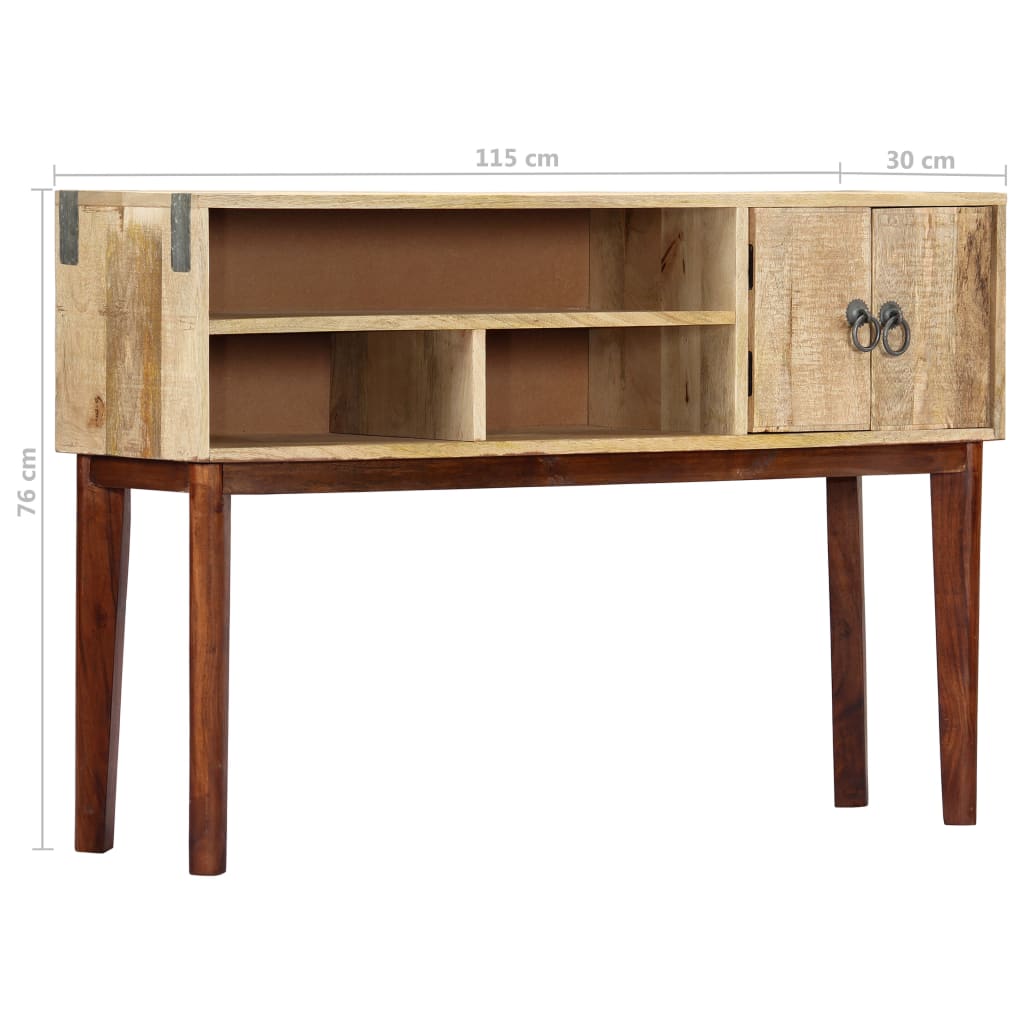 vidaXL Mesa consola 115x30x76 cm madeira de mangueira áspera maciça