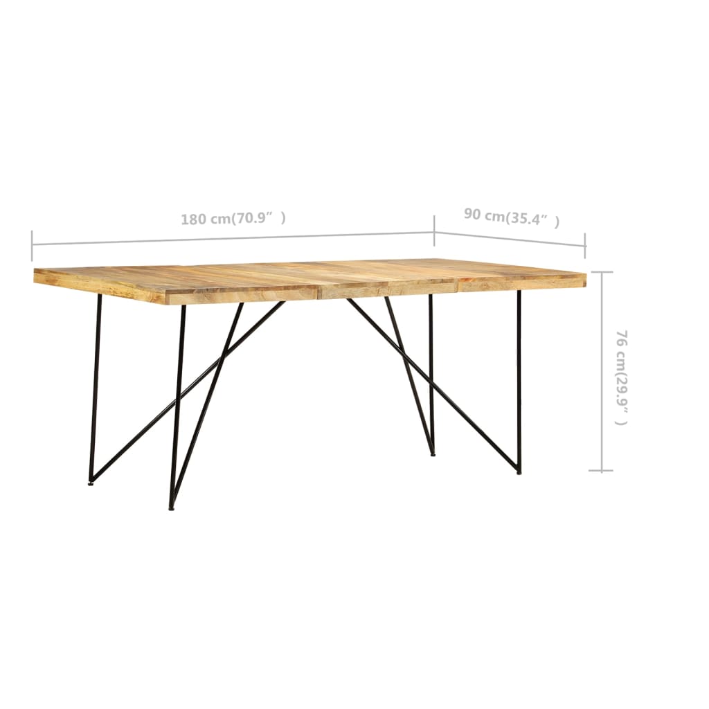 vidaXL Mesa de jantar 180x90x76 cm madeira de mangueira maciça