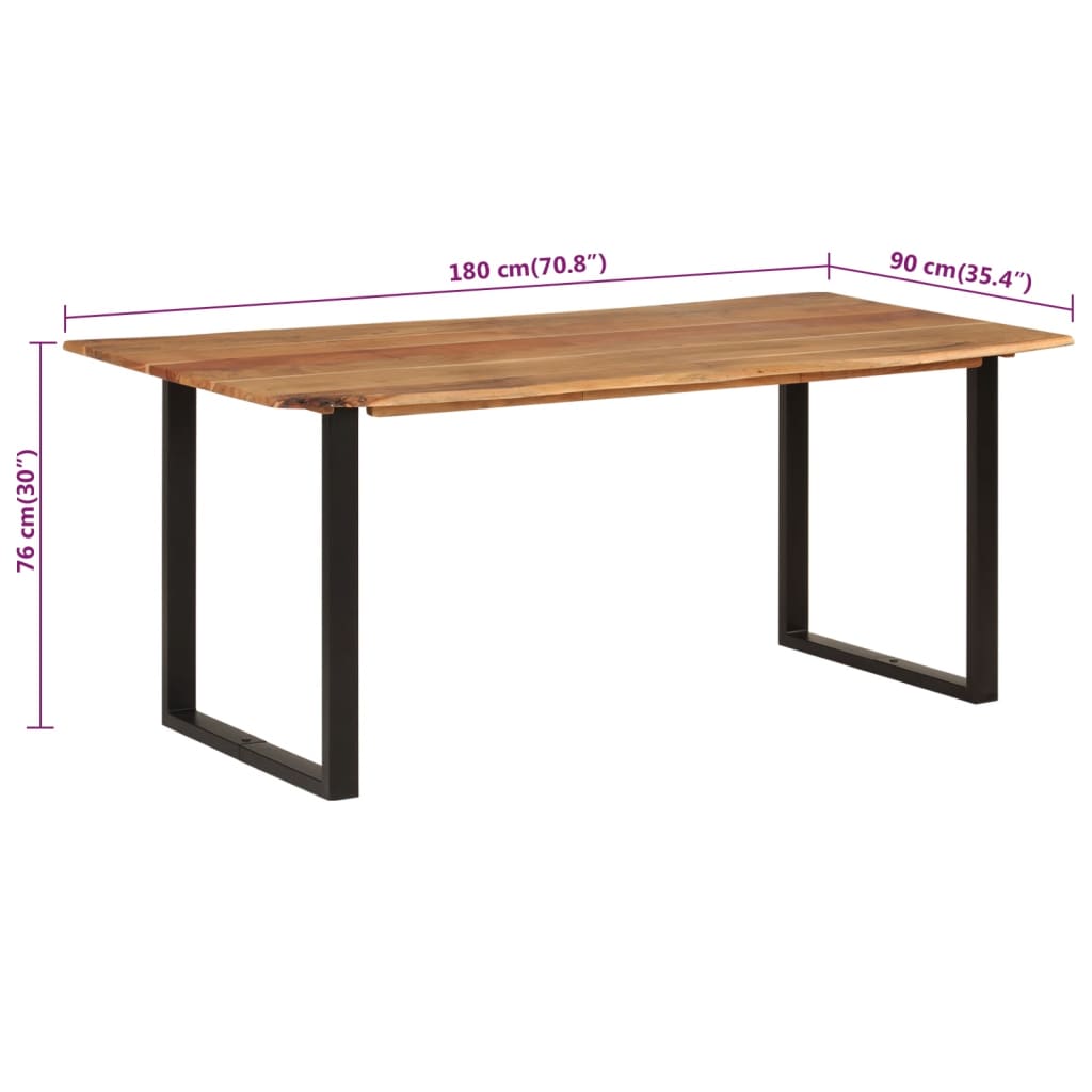 vidaXL Mesa de jantar 180x90x76 cm madeira de acácia maciça