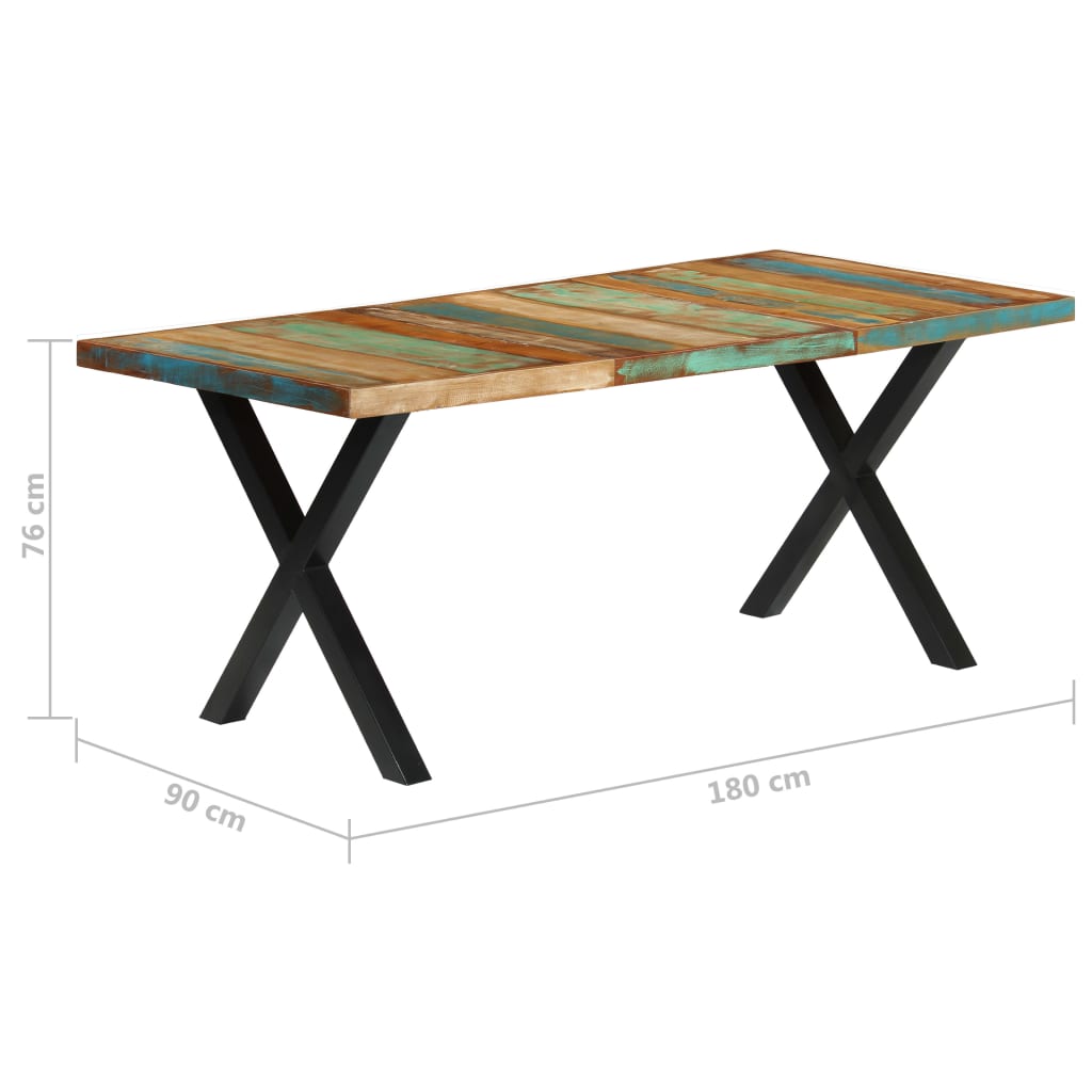 vidaXL Mesa de jantar 180x90x76 cm madeira recuperada maciça