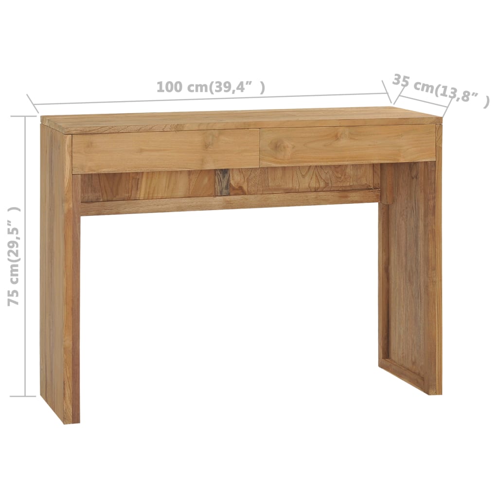 vidaXL Mesa consola 100x35x75 cm madeira de teca maciça