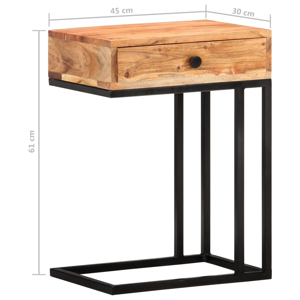 vidaXL Mesa de apoio formato em U 45x30x61 cm madeira de acácia maciça