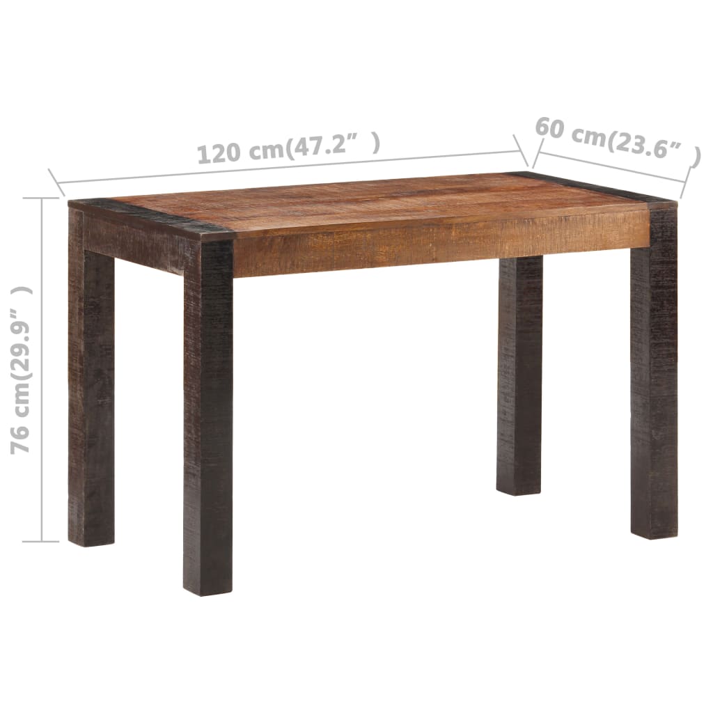 vidaXL Mesa de jantar 120x60x76 cm madeira mangueira maciça áspera