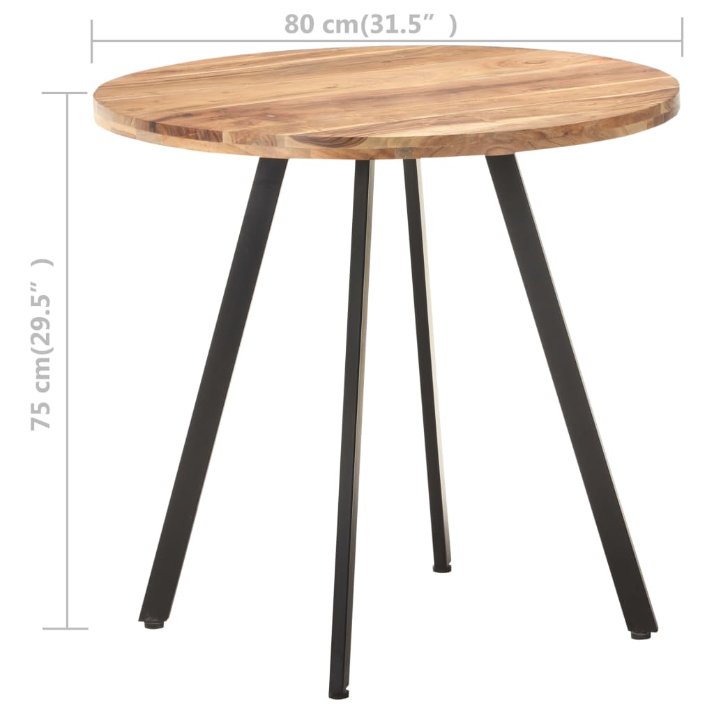 vidaXL Mesa de jantar 80 cm madeira de acácia maciça