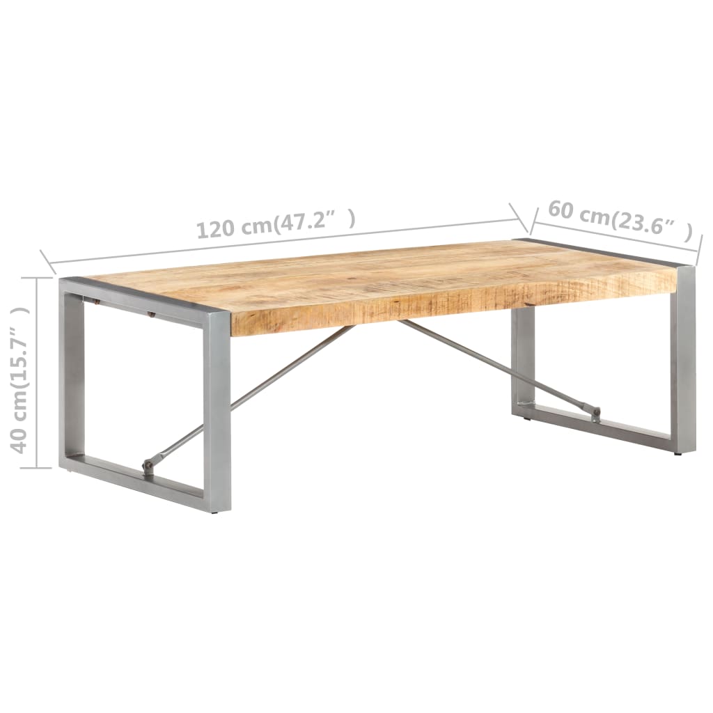 vidaXL Mesa de centro 120x60x40 cm madeira de mangueira áspera