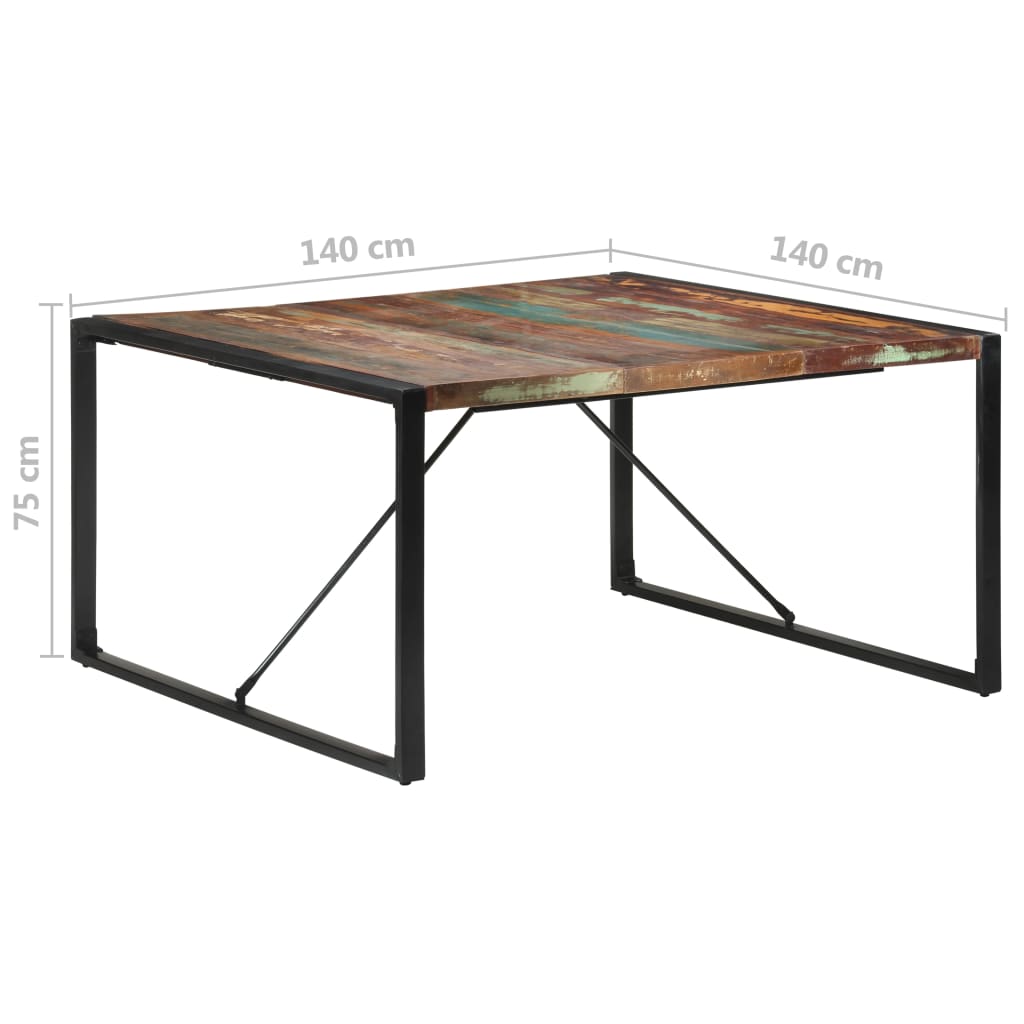 vidaXL Mesa de jantar 140x140x75 cm madeira recuperada maciça