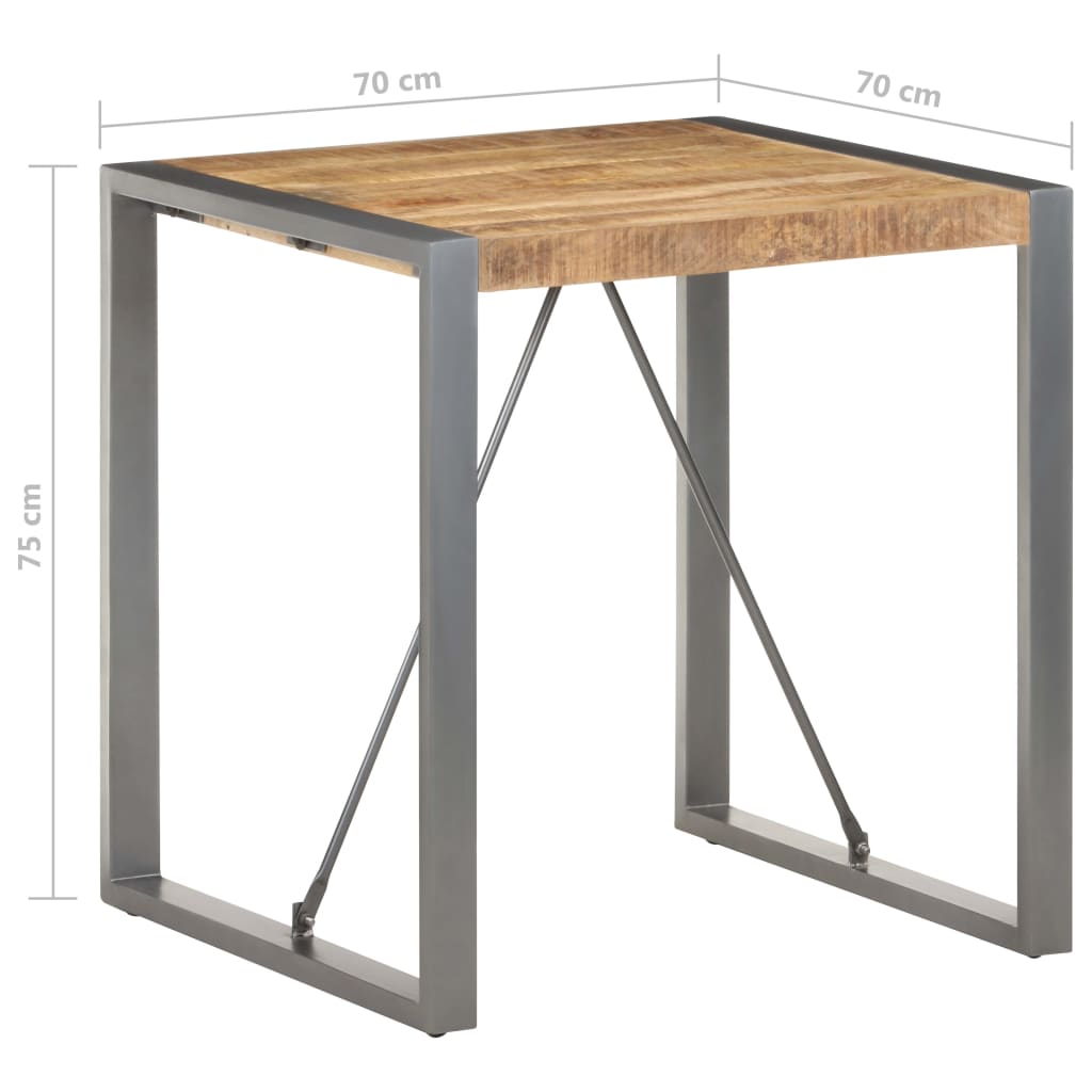 vidaXL Mesa de jantar 70x70x75 cm madeira de mangueira áspera maciça