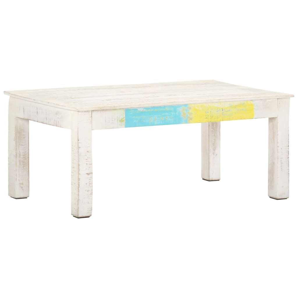 vidaXL Mesa de centro 110x60x45cm madeira de mangueira maciça branco