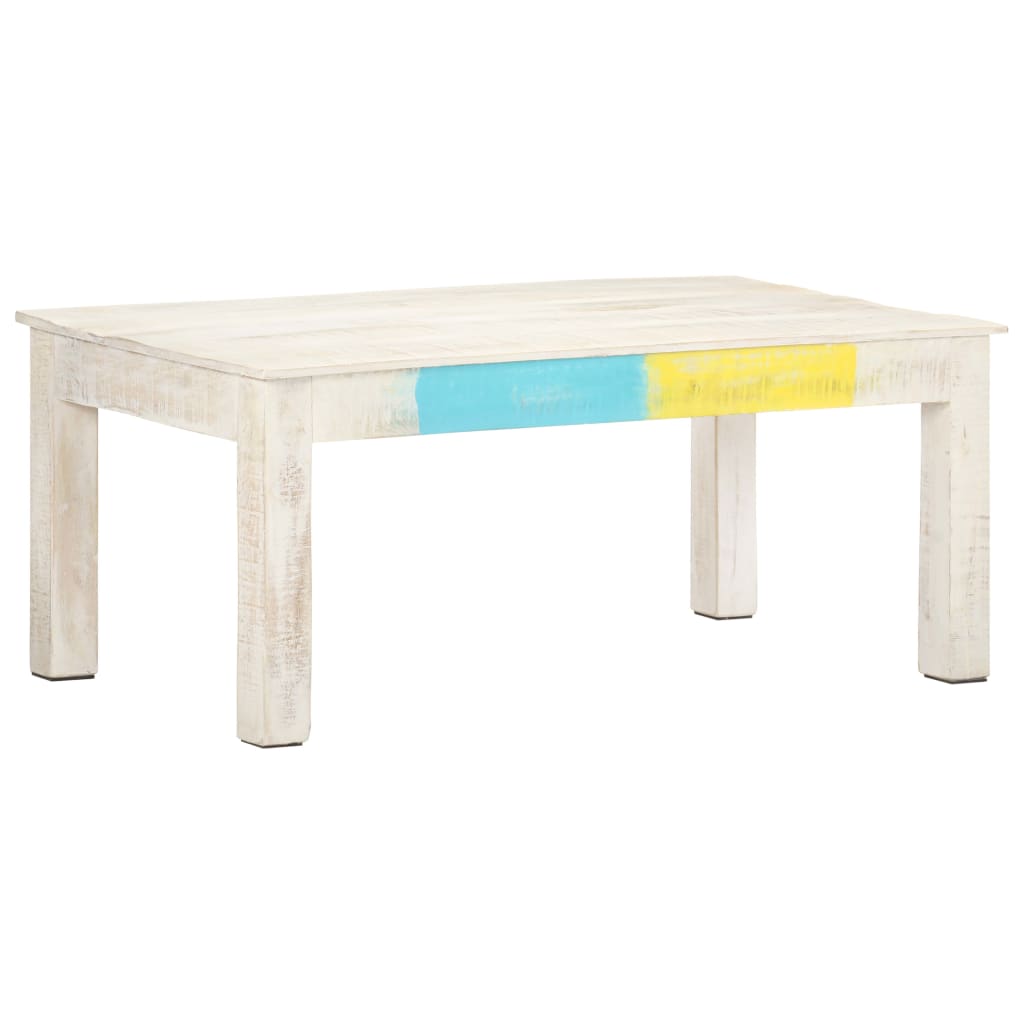 vidaXL Mesa de centro 110x60x45cm madeira de mangueira maciça branco