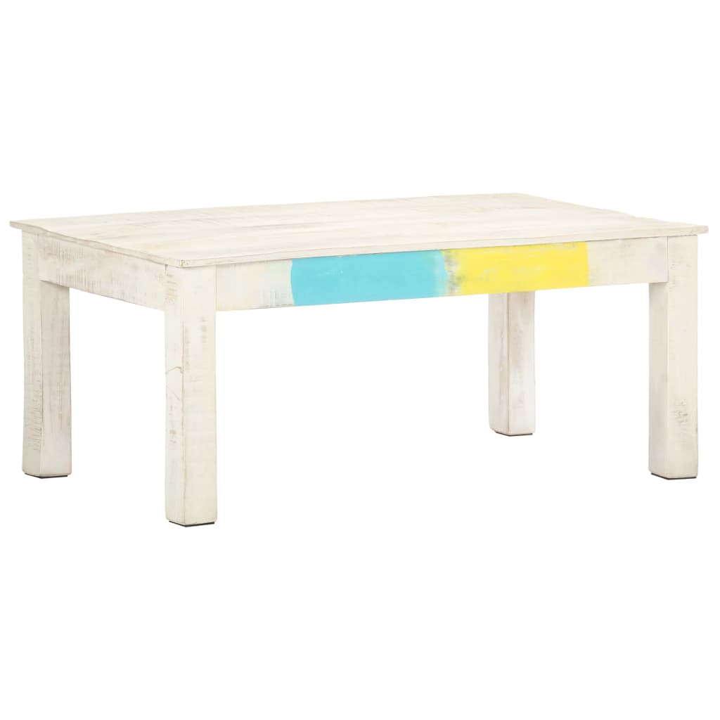 vidaXL Mesa de centro 110x60x45cm madeira de mangueira maciça branco