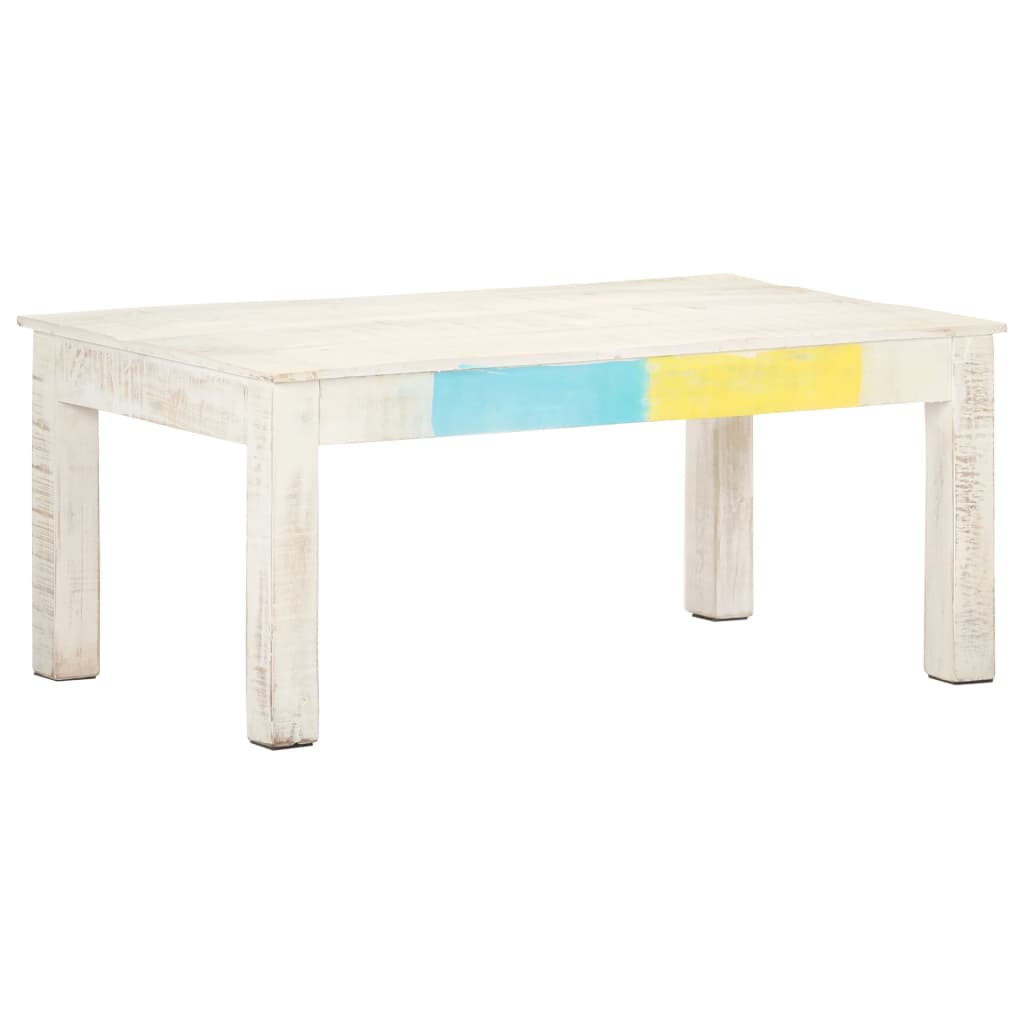 vidaXL Mesa de centro 110x60x45cm madeira de mangueira maciça branco