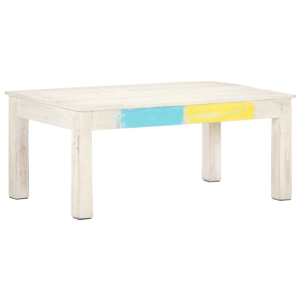 vidaXL Mesa de centro 110x60x45cm madeira de mangueira maciça branco