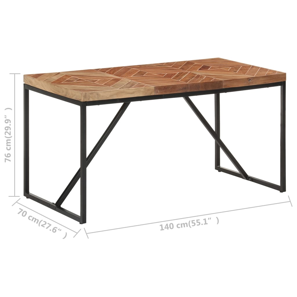 vidaXL Mesa de jantar 140x70x76 cm madeira acácia maciça e mangueira