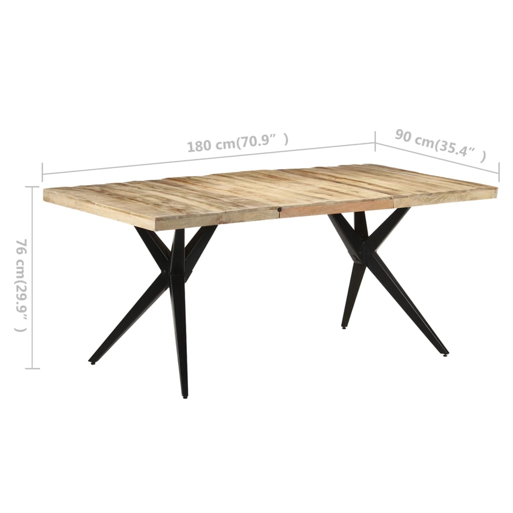 vidaXL Mesa de jantar 180x90x76 cm madeira de mangueira áspera