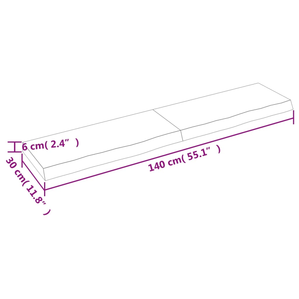 vidaXL Prateleira de parede 140x30x(2-6)cm carvalho maciço não tratado