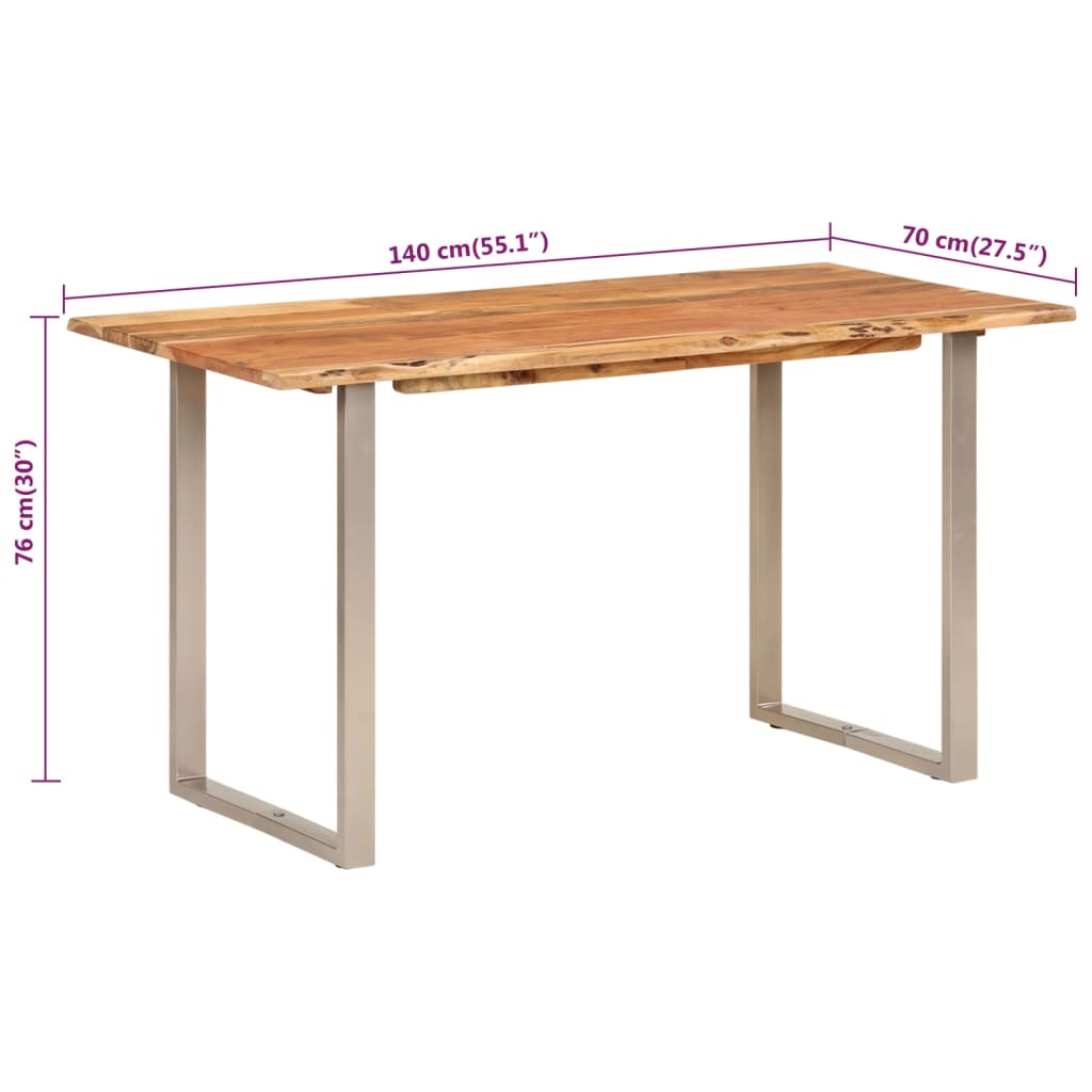 vidaXL Mesa de jantar 140x70x76 madeira de acácia maciça