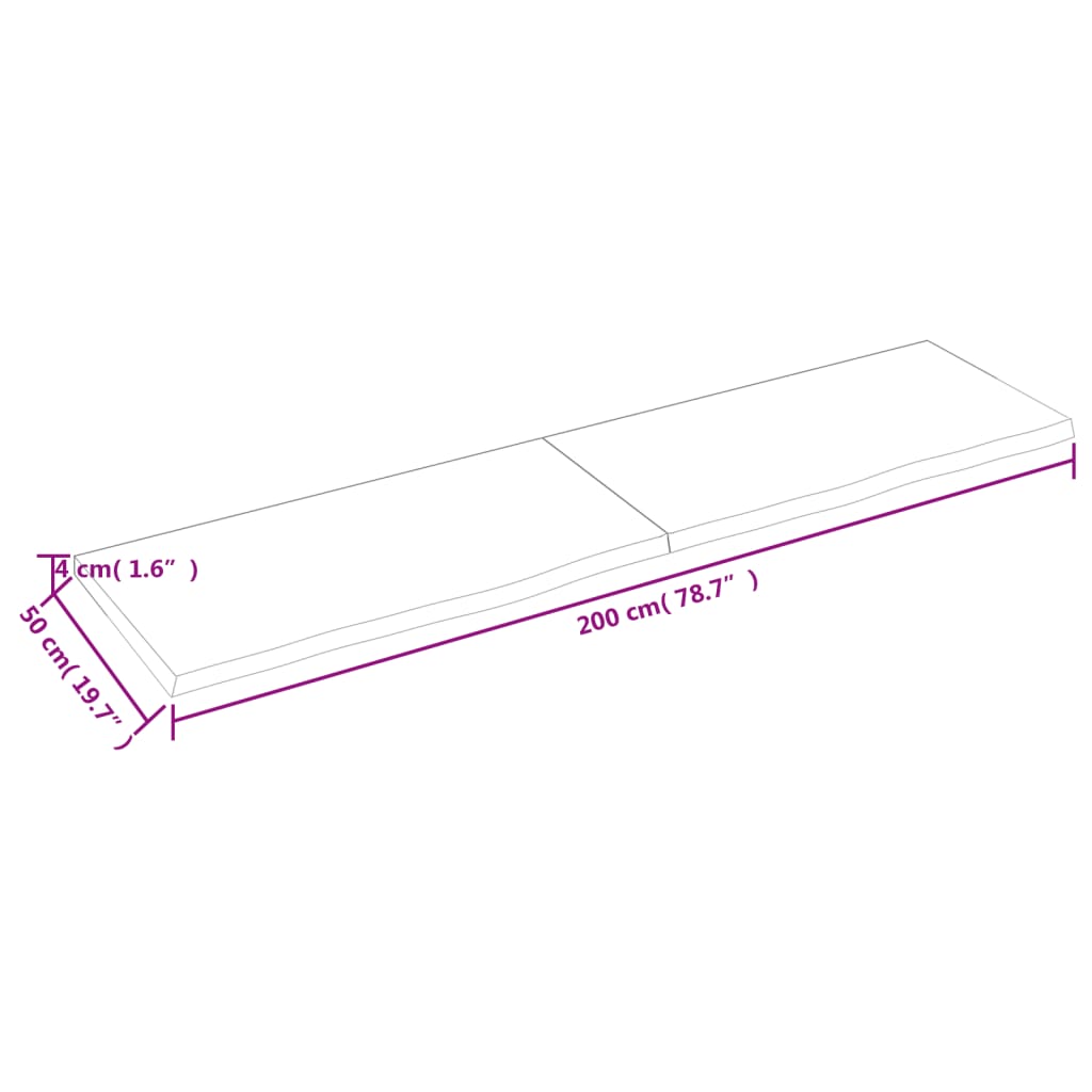 vidaXL Prateleira de parede 200x50x(2-4) cm carvalho tratado castanho