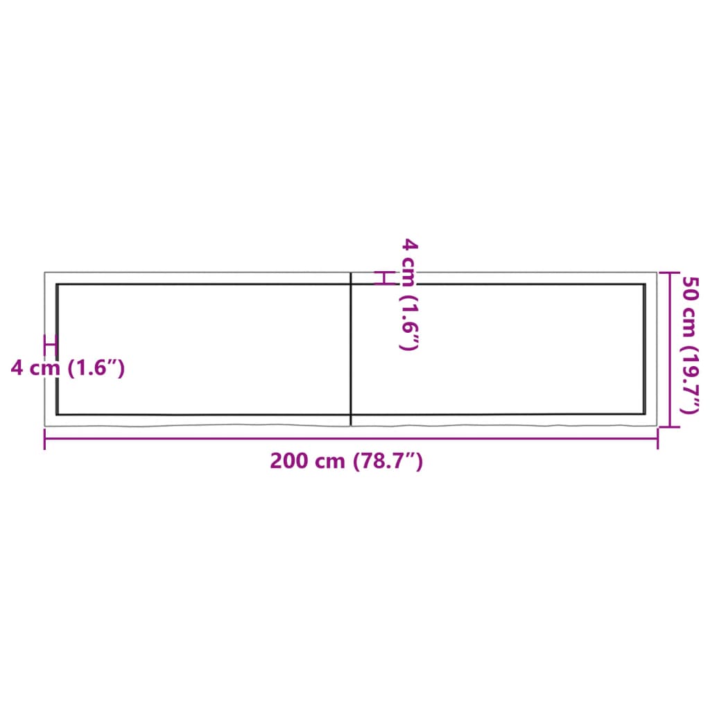 vidaXL Prateleira de parede 200x50x(2-4) cm carvalho tratado castanho