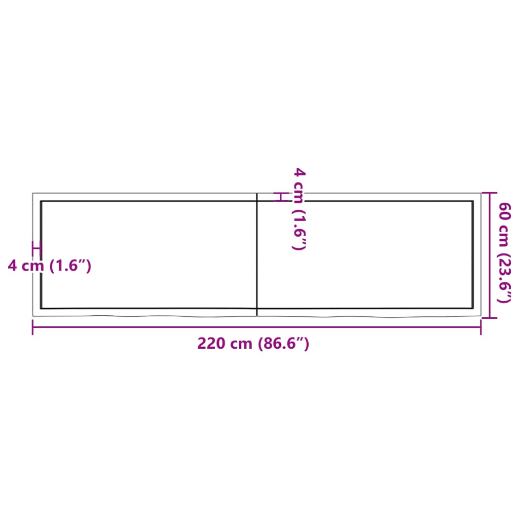 vidaXL Prateleira de parede 220x60x(2-4)cm carvalho maciço não tratado