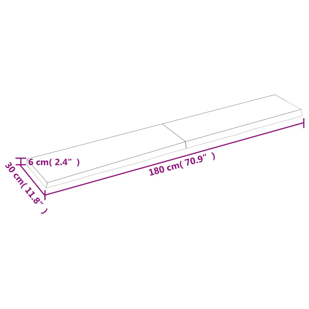 vidaXL Prateleira de parede 180x30x(2-6)cm carvalho maciço não tratado