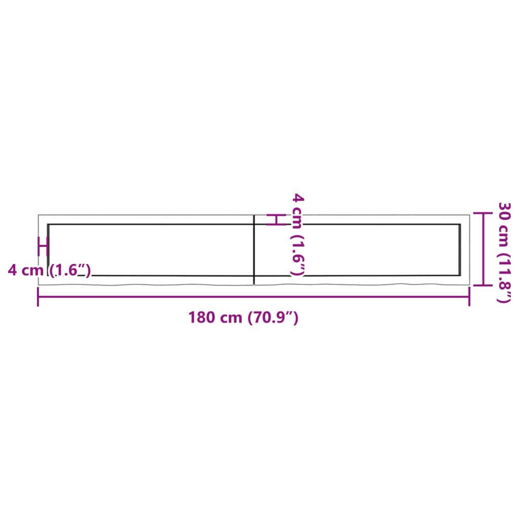 vidaXL Prateleira de parede 180x30x(2-6)cm carvalho maciço não tratado