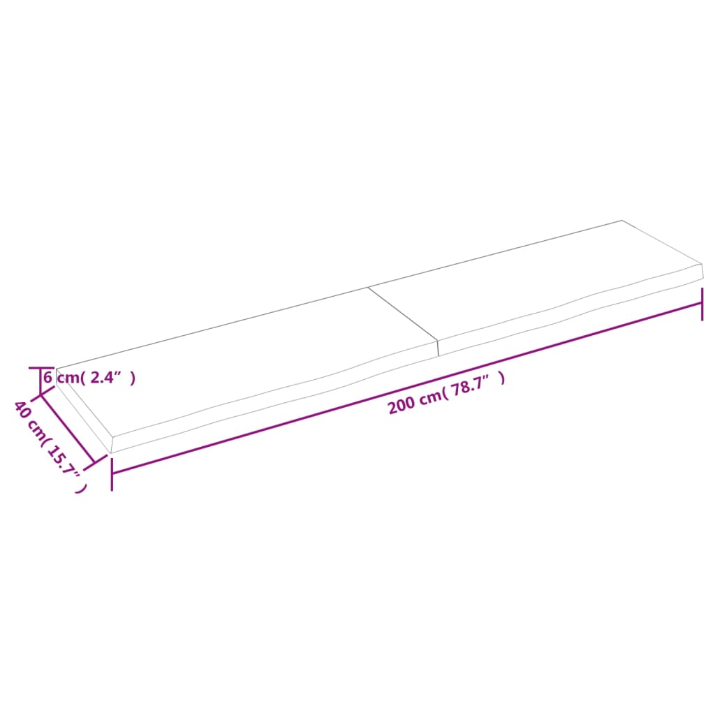 vidaXL Prateleira de parede 200x40x(2-6)cm carvalho maciço não tratado