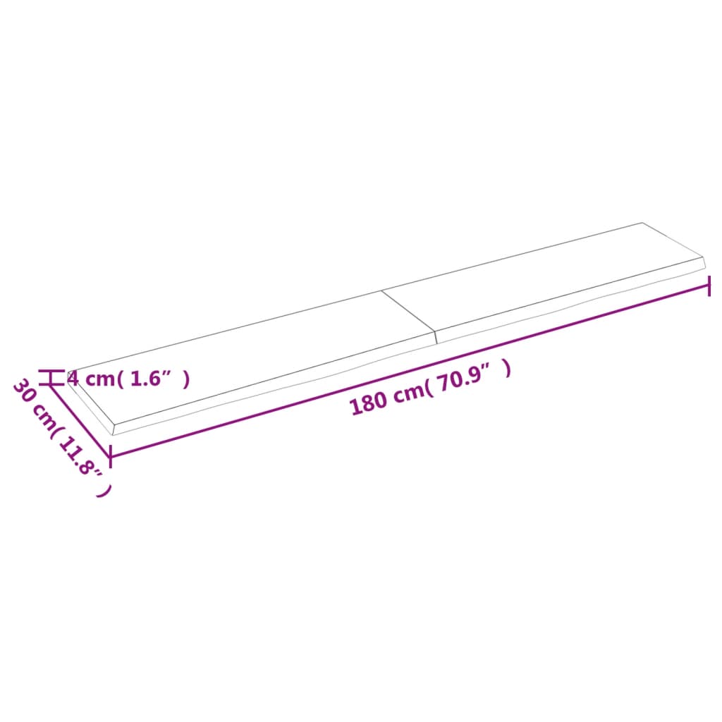 vidaXL Prateleira de parede 180x30x(2-4) cm carvalho tratado castanho