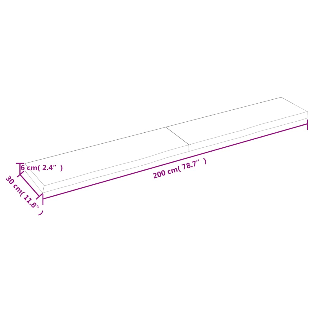 vidaXL Prateleira de parede 200x30x(2-6)cm carvalho maciço não tratado