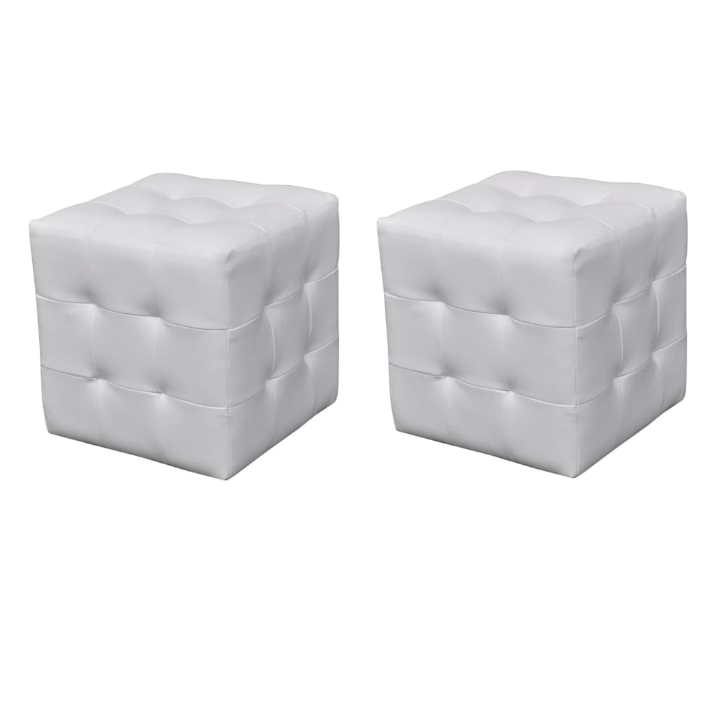 vidaXL Bancos em cubo 2 pcs branco