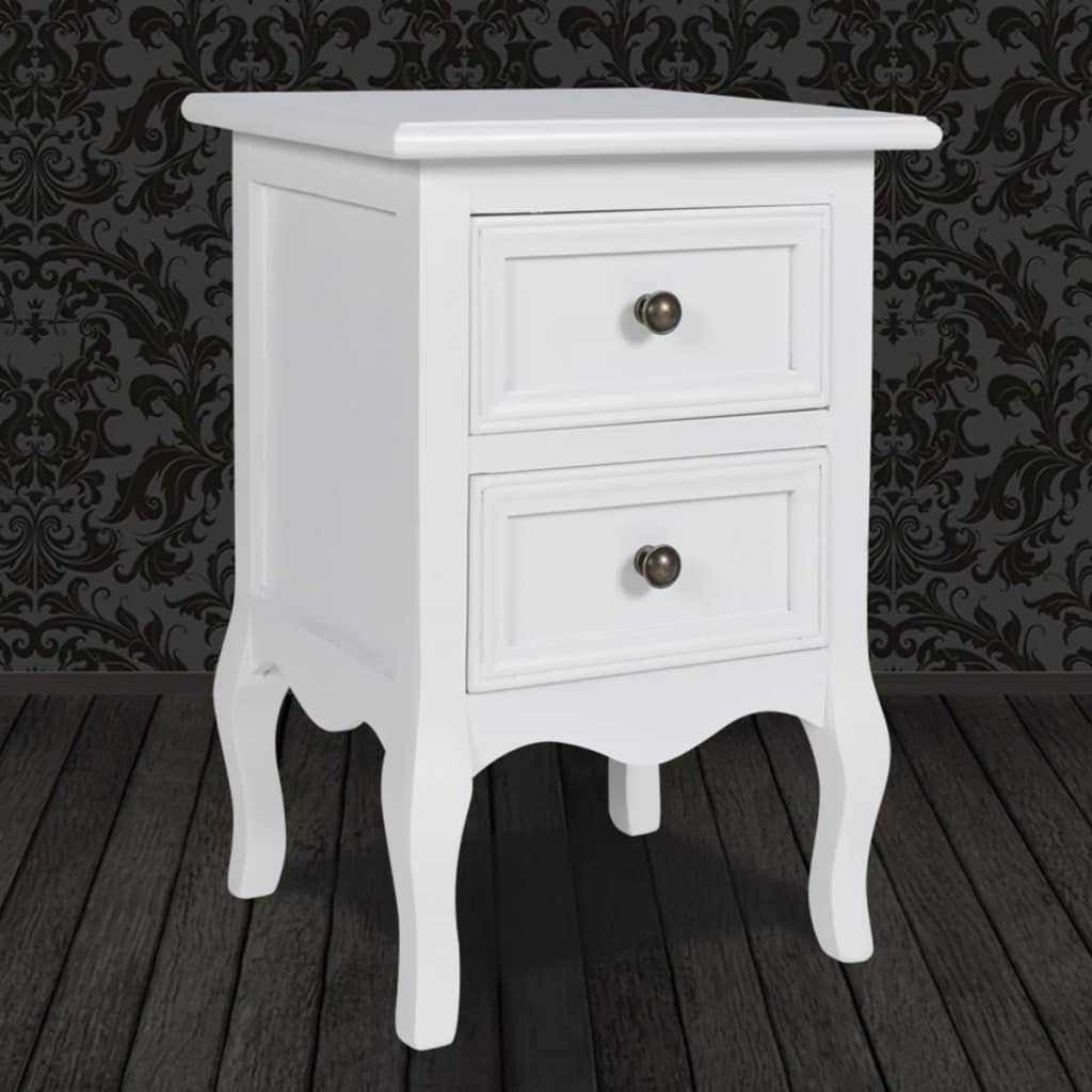 vidaXL Mesa de cabeceira com 2 gavetas MDF branco