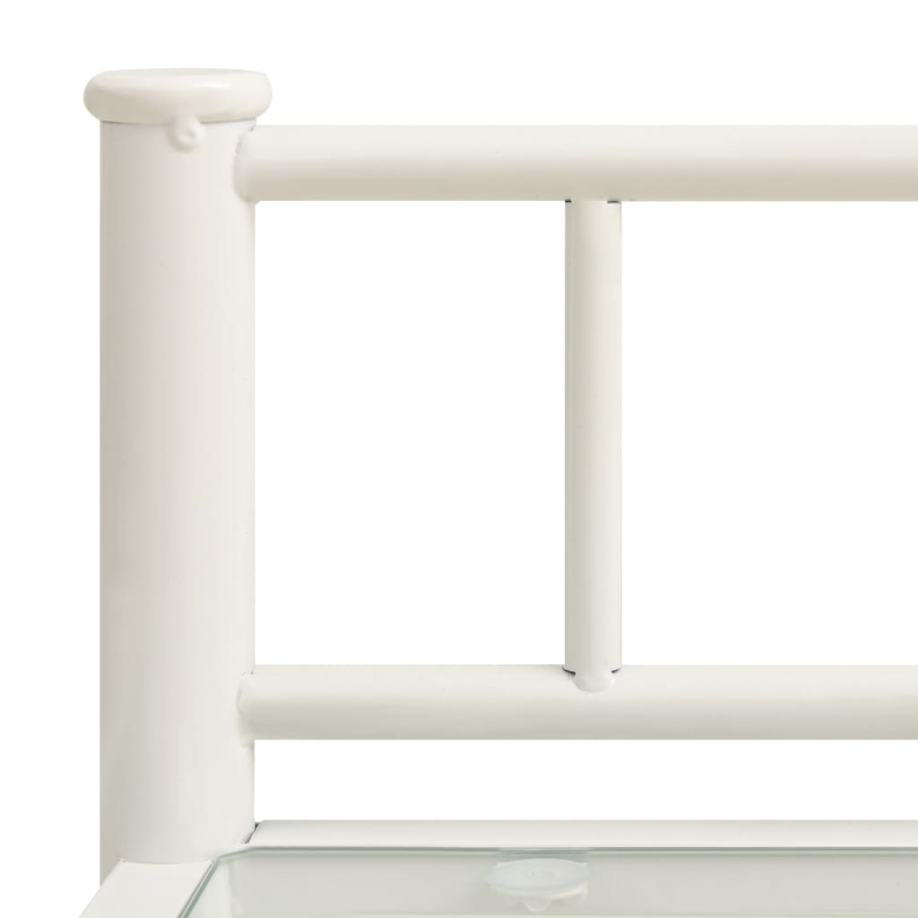 vidaXL Mesa cabeceira 45x34,5x60,5cm metal branco e vidro transparente