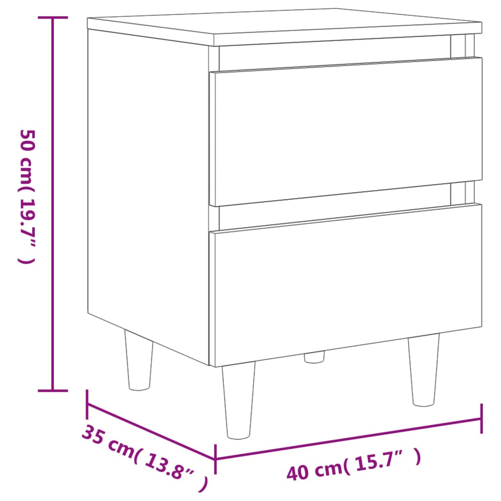 vidaXL Mesas cabeceira 2pcs c/ pernas pinho 40x35x50cm cinza cimento