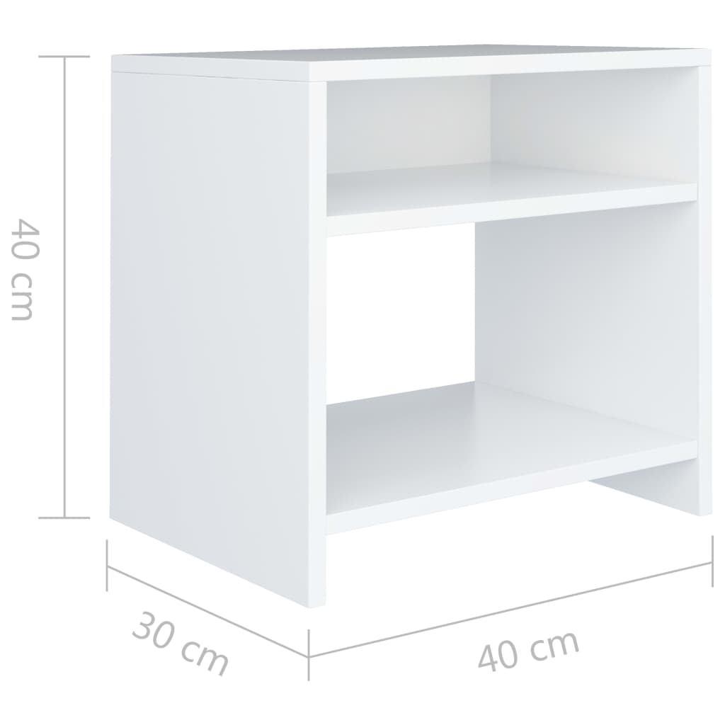 vidaXL Mesa de cabeceira 40x30x40 cm derivados de madeira branco