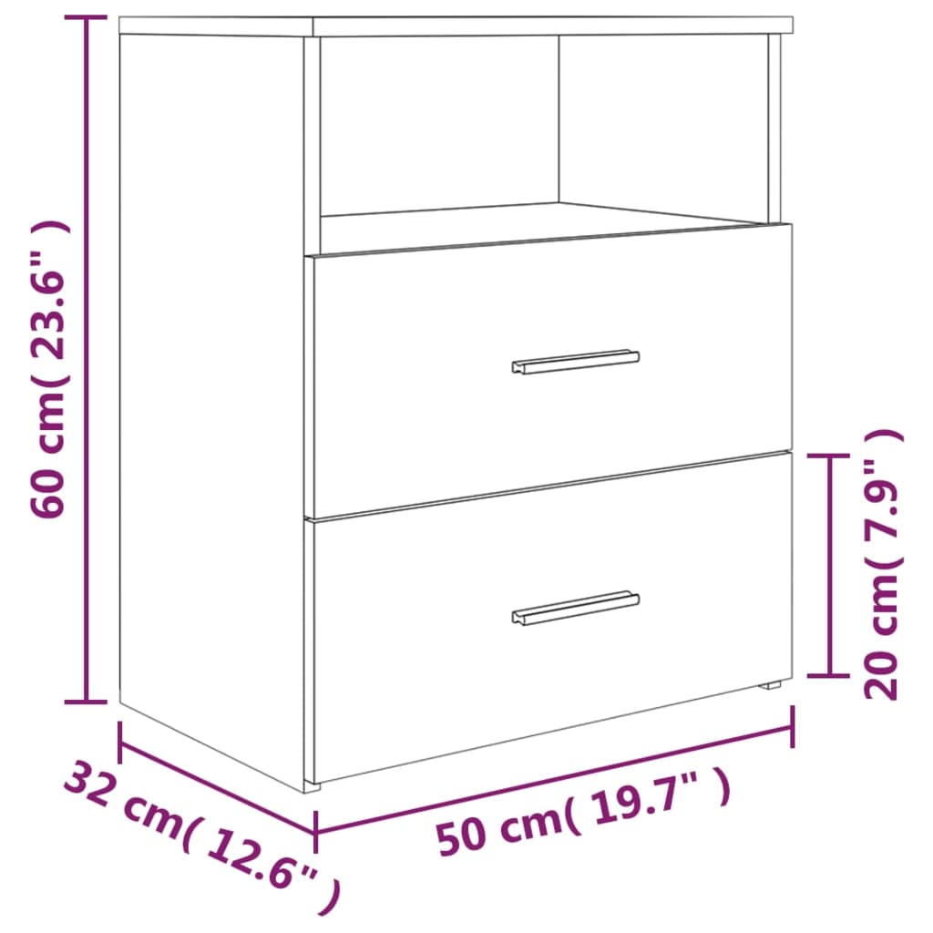 vidaXL Mesa de cabeceira 50x32x60 cm sonoma cinzento