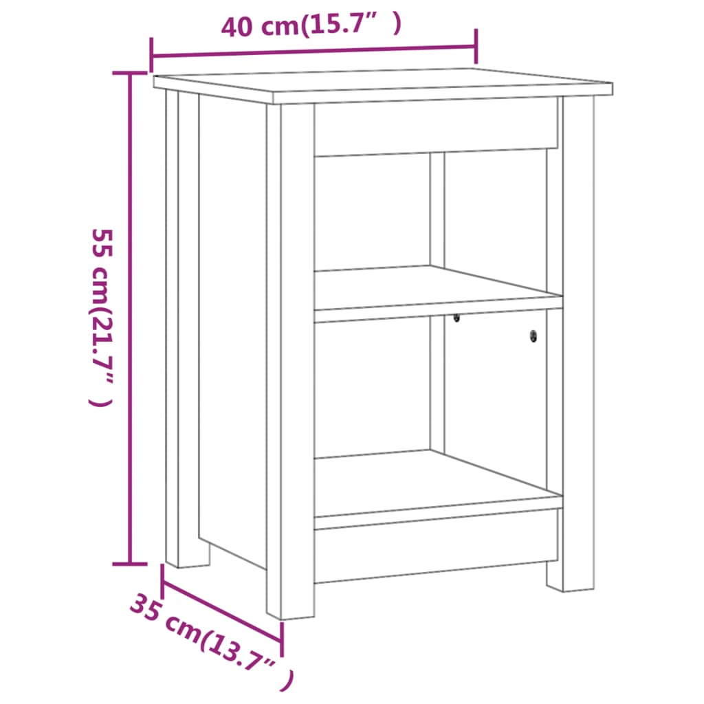 vidaXL Mesas de cabeceira 2 pcs 40x35x55 cm pinho maciço preto