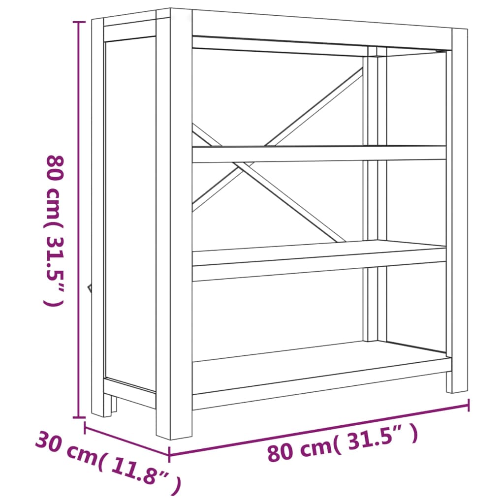 vidaXL Estante com 3 prateleiras 80x30x80 cm madeira de acácia maciça