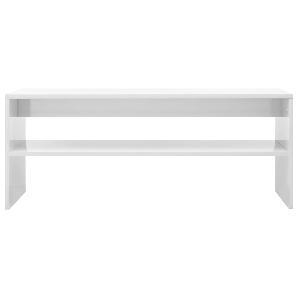 vidaXL Mesa de centro 100x40x40 cm contraplacado branco brilhante