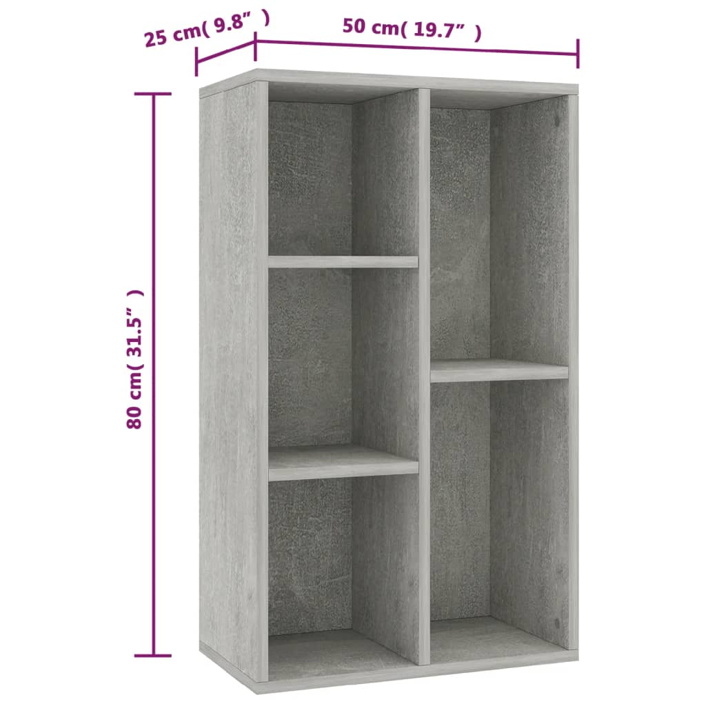 vidaXL Estante/aparador 50x25x80 cm contraplacado cinzento cimento