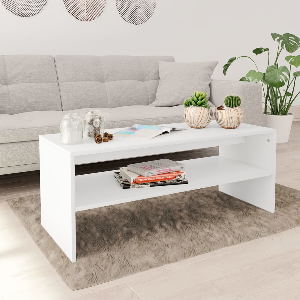 vidaXL Mesa de centro 100x40x40 cm contraplacado branco