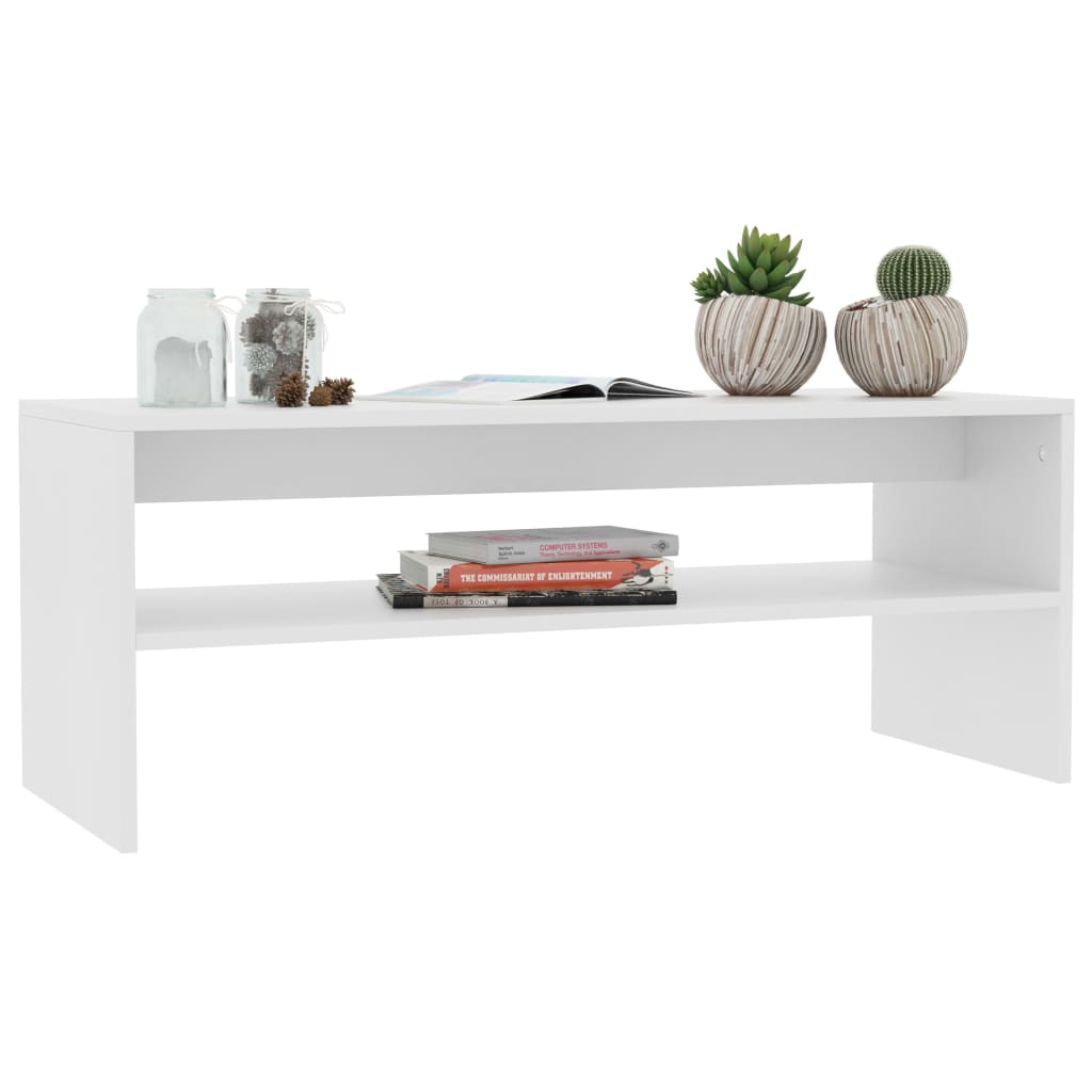 vidaXL Mesa de centro 100x40x40 cm contraplacado branco