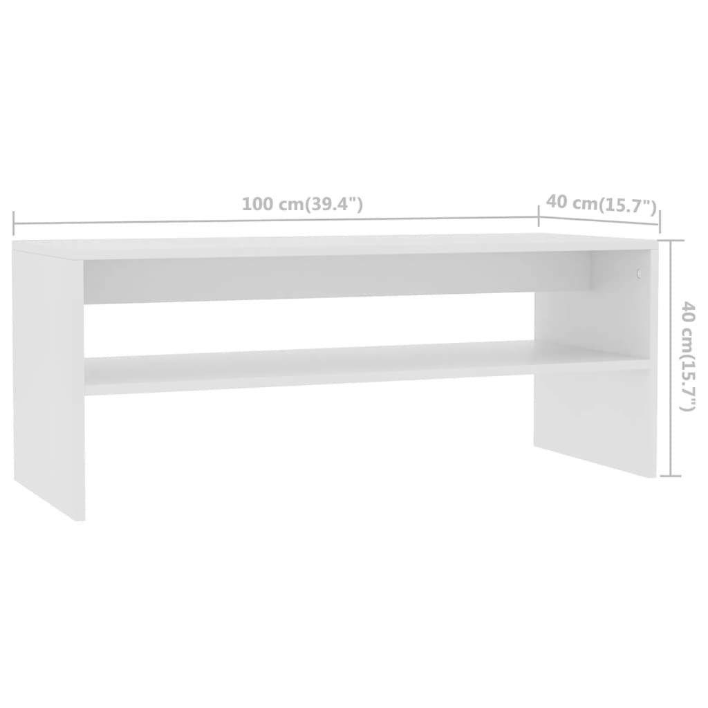 vidaXL Mesa de centro 100x40x40 cm contraplacado branco