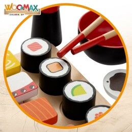 Woomax|Jogo de madeira Woomax Sushi 14 Partes (6 Unidades)