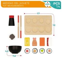Woomax|Jogo de madeira Woomax Sushi 14 Partes (6 Unidades)