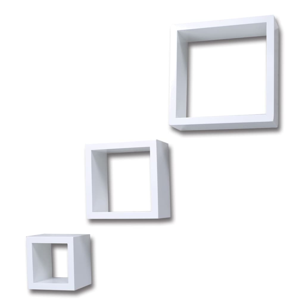 240347 Conjunto de 3 prateleiras em forma de cubo branco