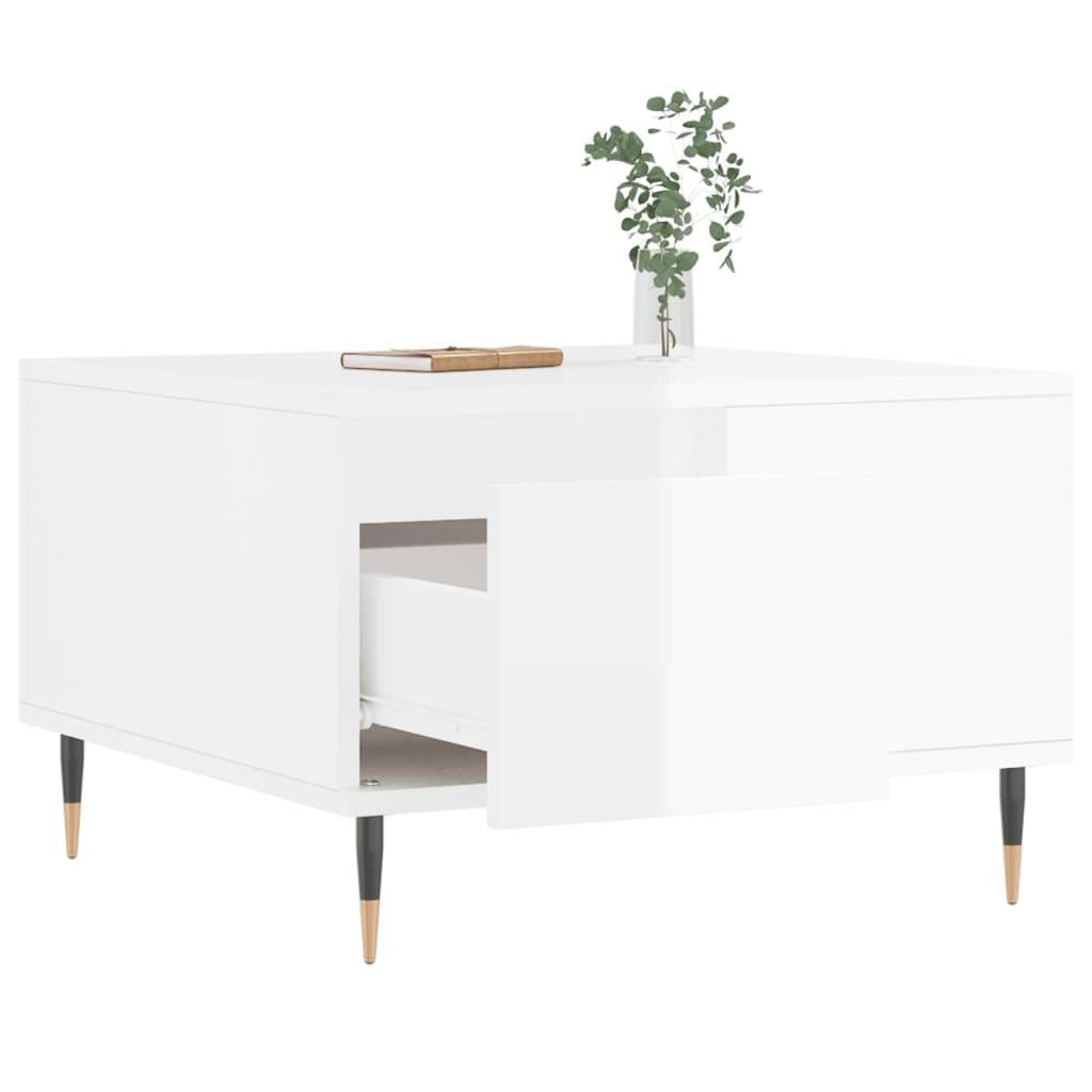 vidaXL Mesa de centro 55x55x36,5 cm derivados madeira branco brilhante