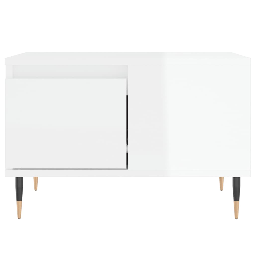 vidaXL Mesa de centro 55x55x36,5 cm derivados madeira branco brilhante