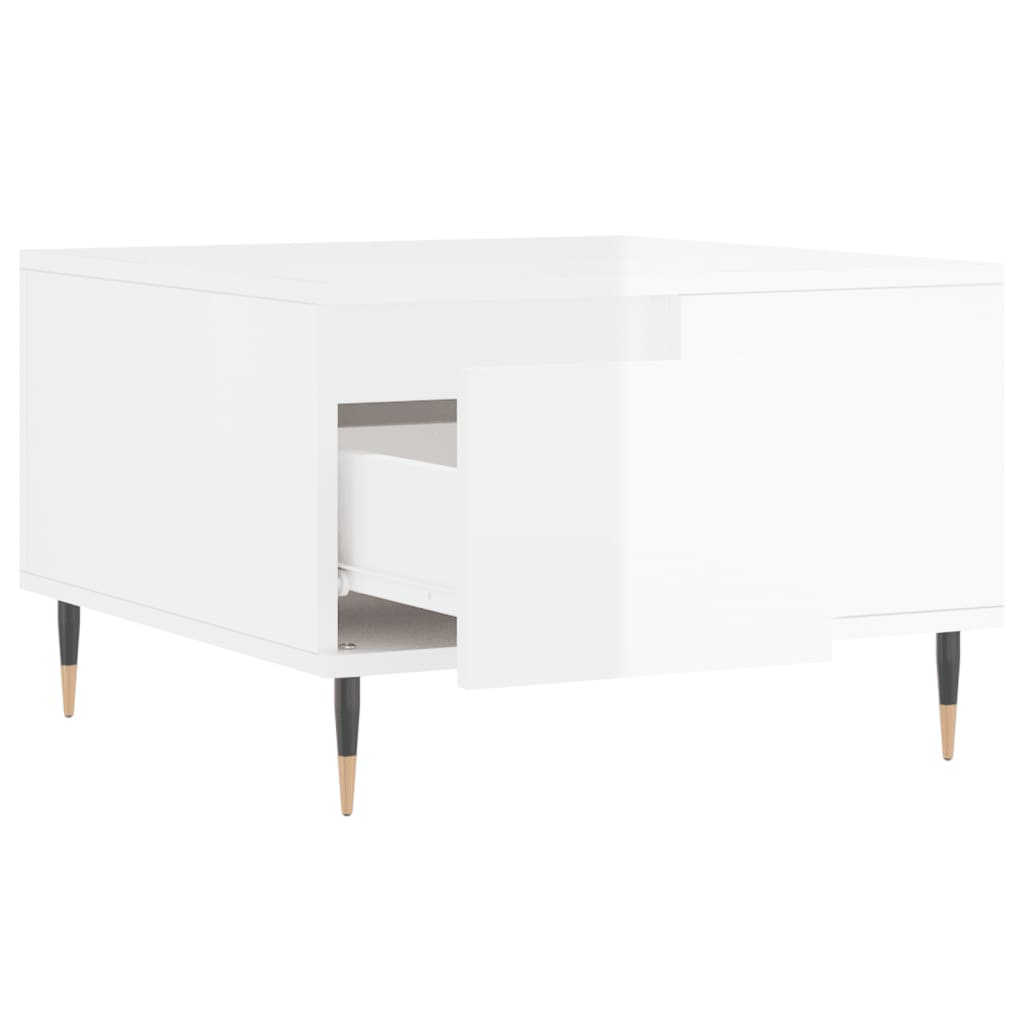 vidaXL Mesa de centro 55x55x36,5 cm derivados madeira branco brilhante