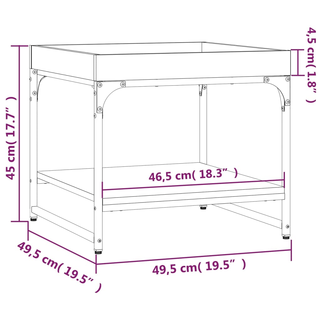 vidaXL Mesa de centro 49,5x49,5x45cm derivados de madeira cinza sonoma