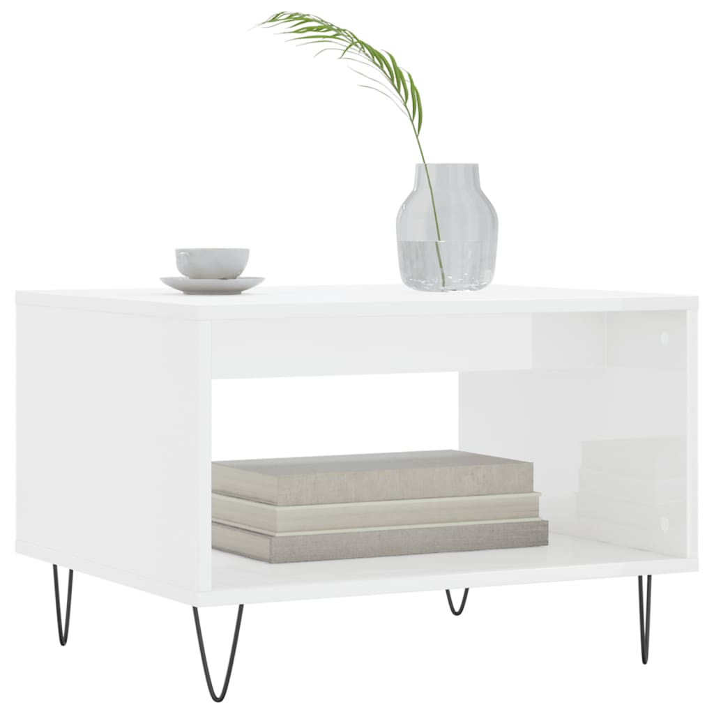 vidaXL Mesa de centro 60x50x40 cm derivados madeira branco brilhante